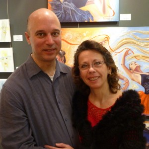 Artiste Marie-Claude Arel avec visiteur